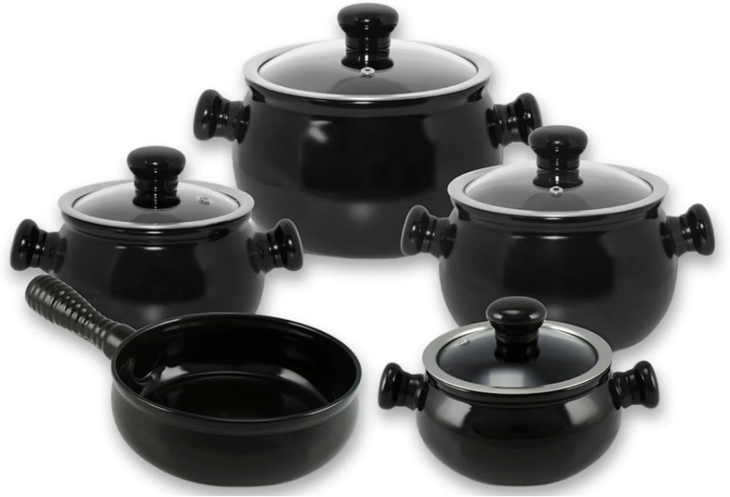 Conjunto de Panelas de Cerâmica Premiere Joy, 5 Peças, Preto, Ceraflame