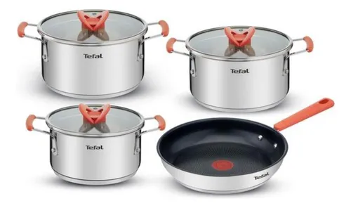 Jogo de Panelas Tefal Opti’space Inox 4 Peças com Fundo Triplo