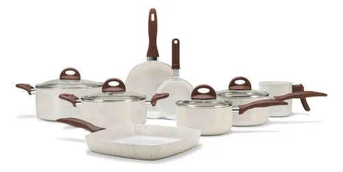 Conjunto de Panelas Brinox Ceramic Life Smart Plus com Indução Vanilla (8 Peças)