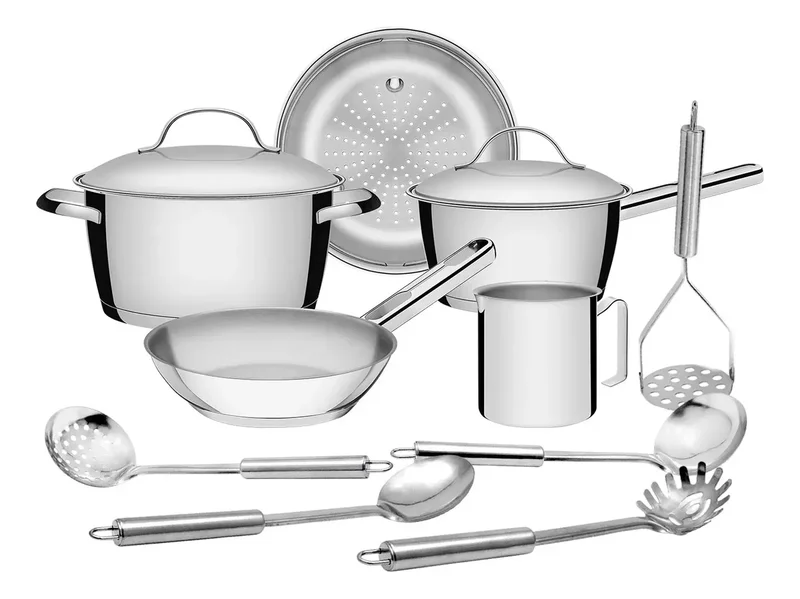 Conjunto de Panelas Tramontina Allegra em Aço Inox com Fundo Triplo