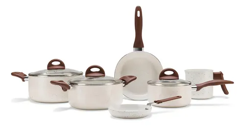 Conjunto de Panelas Brinox Ceramic Life Smart Plus com Indução – Vanilla (6 Peças)