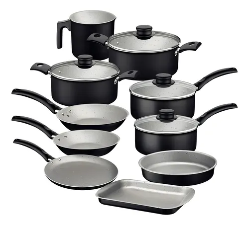 Conjunto de Panelas Tramontina Turim em Alumínio com Revestimento Antiaderente Starflon Max Preto (10 Peças)