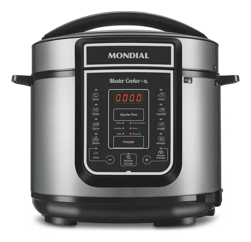 Panela De Pressão Elétrica Digital 5L Mondial Pe-38 Preta E Inox 900w