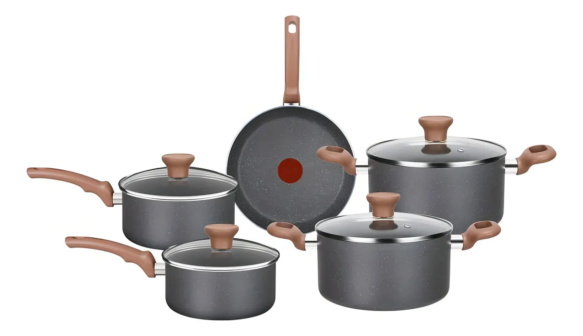 Jogo de Panelas Rochedo Natural Stone 5 peças color negro