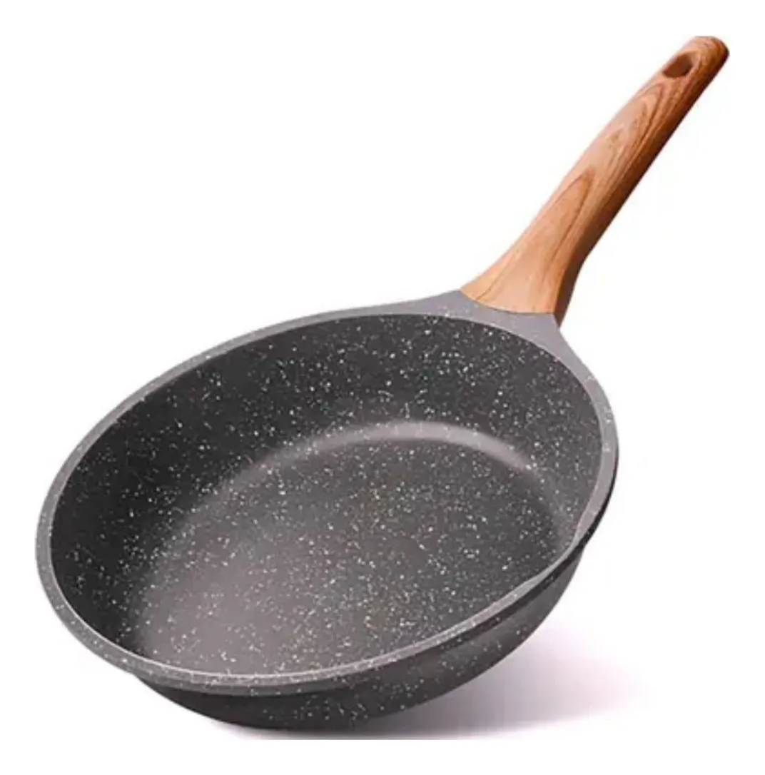 Frigideira Grande Em Cerâmica Cabo De Madeira