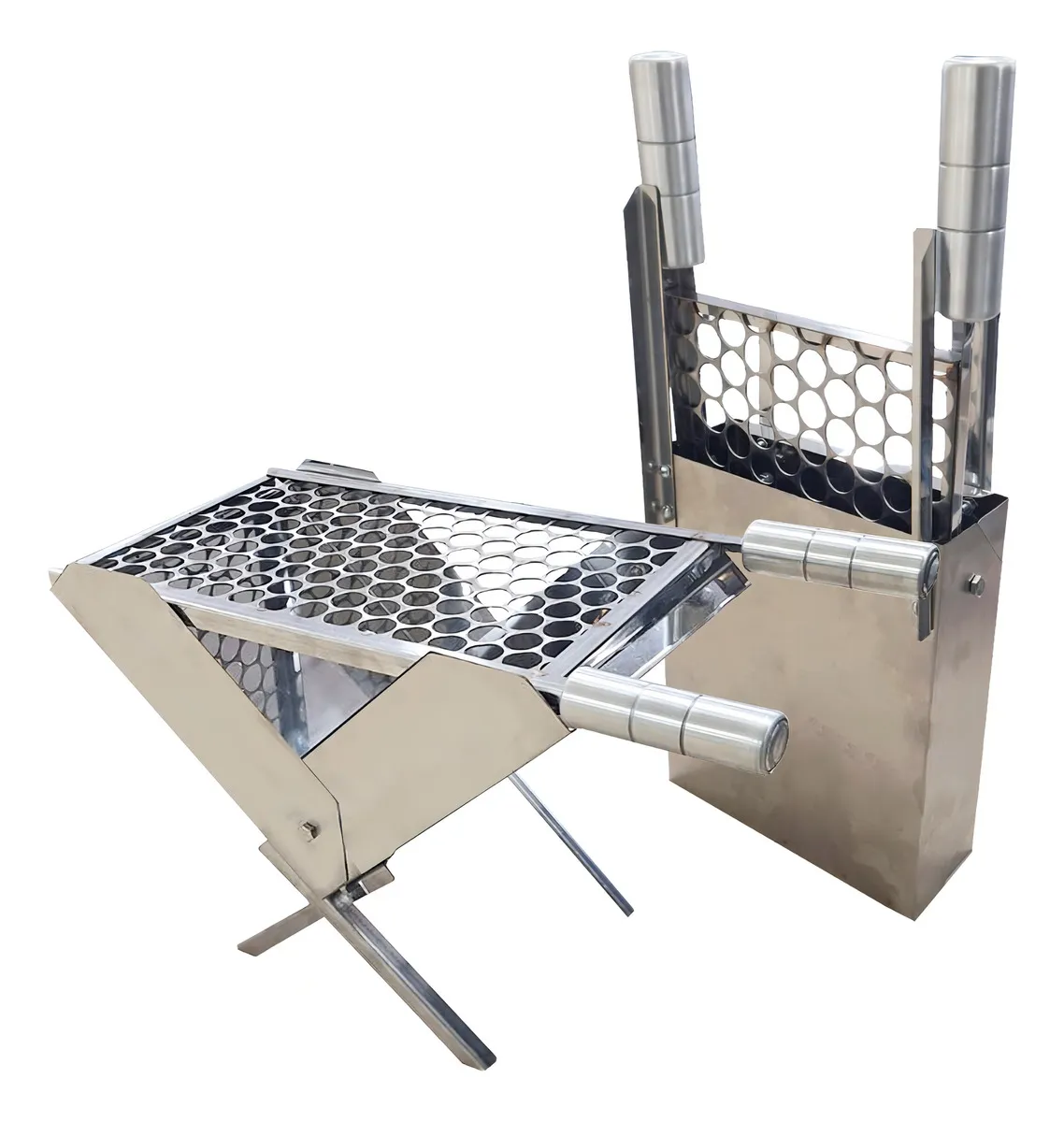 Churrasqueira De Inox Dobrável - Apto Pesca Camping Praia